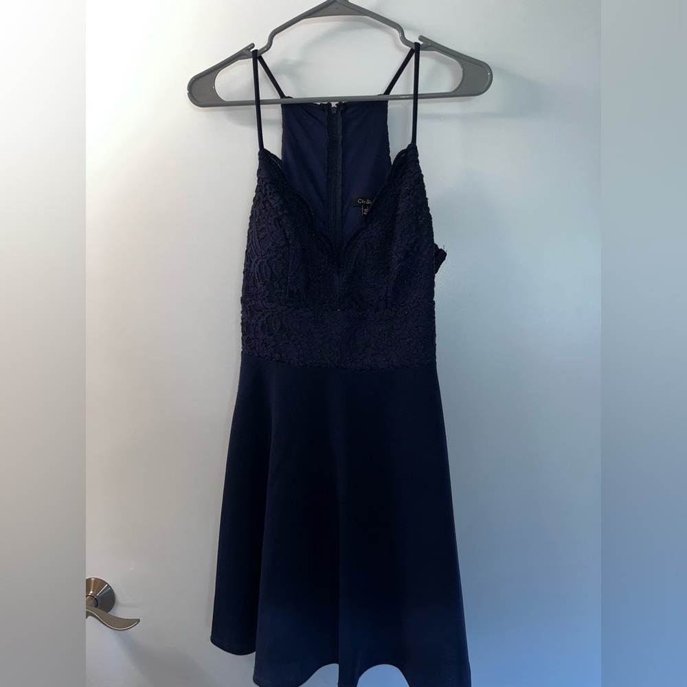 City Studio Navy Blue Lace Mini Dress
